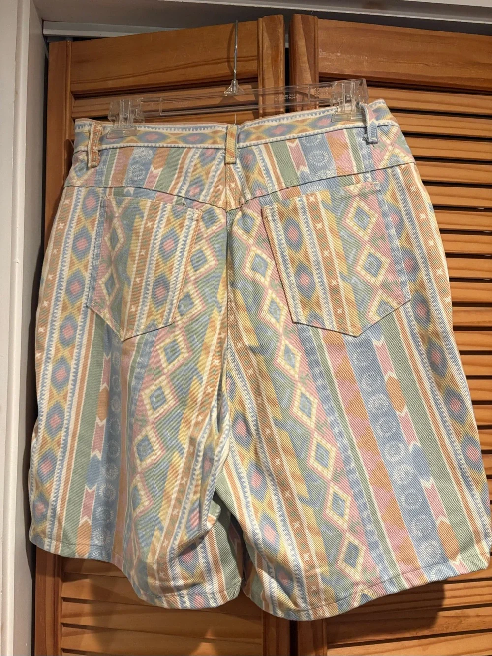 Vintage Pastel Aztec Southwestern Denim High-Rise Shorts Sierea West 1990s